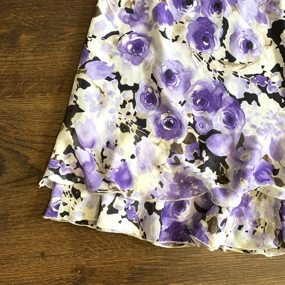 Notation Purple A-line Flowered Chiffon Skirt - Picture 2 of 7
